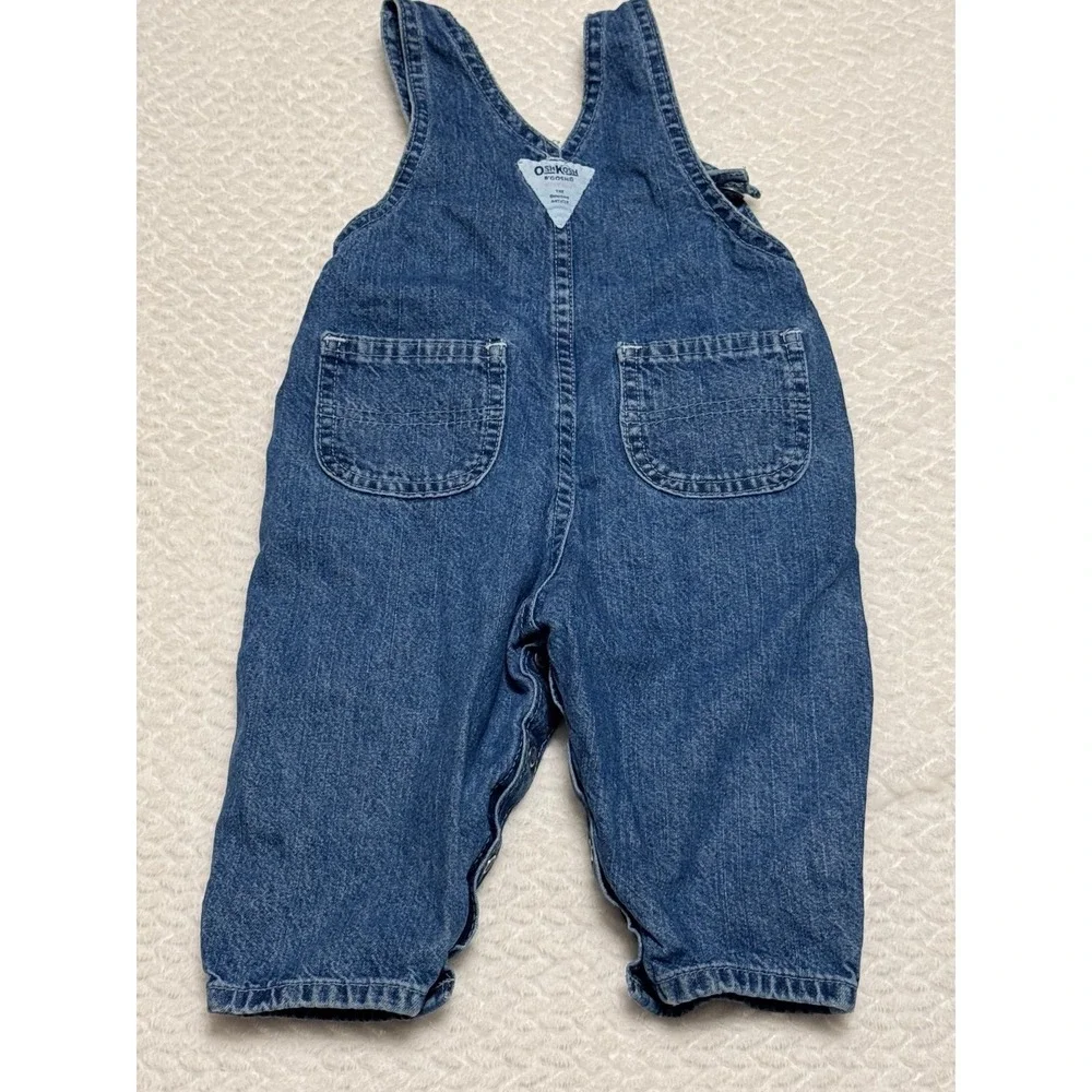 Vintage OshKosh B'gosh blue denim overalls  front pocket easy button up clasps